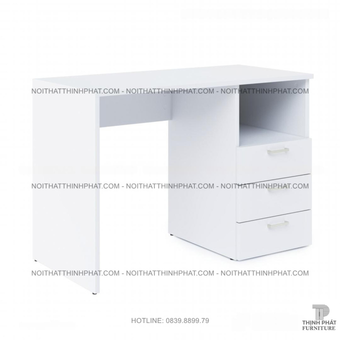 Bàn Học 3 Ngăn Kéo Màu Trắng Tối Giản, Phù Hợp Không Gian Học Tập Hoặc Làm Việc Nhỏ BLV47