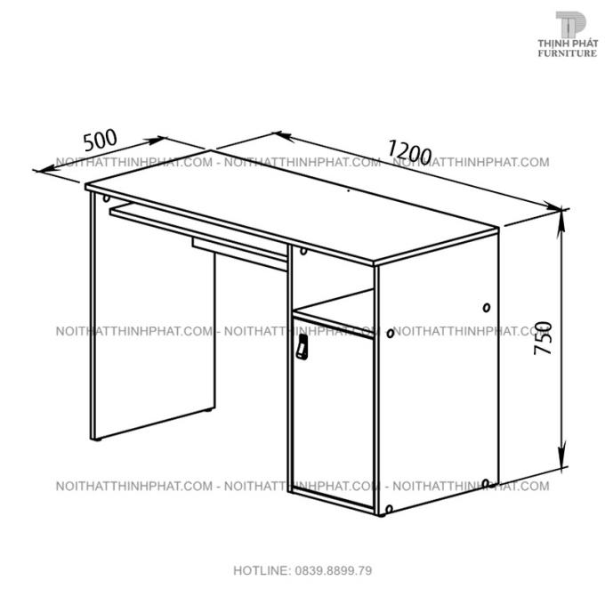 Bàn Học Hiện Đại Cho Phòng Ngủ Nhỏ – Có Ngăn Tủ Và Hộc Để Sách BLV02