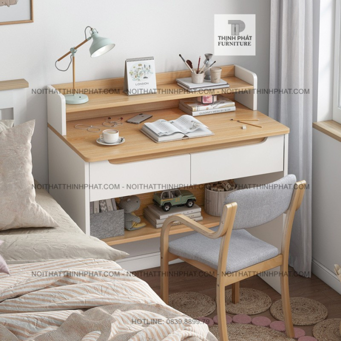 Bàn Học Thông Minh, Đa Năng Có Kệ Sách Mini – Thiết Kế Hiện Đại, Tiết Kiệm Không Gian  BLV01