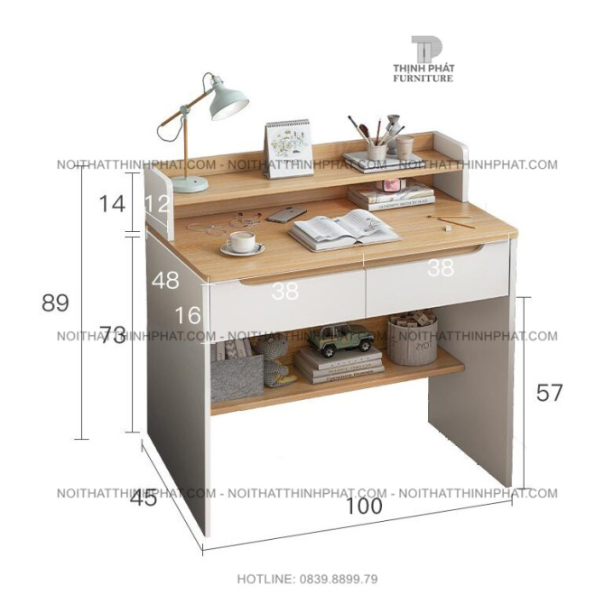 Bàn Học Thông Minh, Đa Năng Có Kệ Sách Mini – Thiết Kế Hiện Đại, Tiết Kiệm Không Gian  BLV01