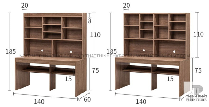 Bàn Làm Việc Đôi Có Giá Sách Lớn– Thiết Kế Tiện Lợi Cho 2 Người BLV18