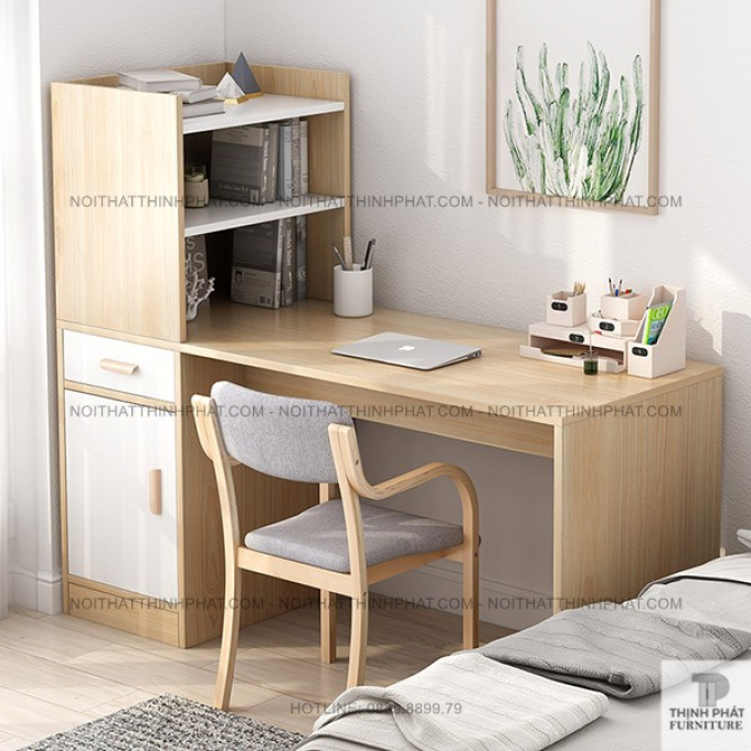 Bàn Làm Việc Gỗ Công Nghiệp Kèm Kệ Sách – Thiết Kế Gọn Nhẹ Cho Văn Phòng & Học Tập BLV16