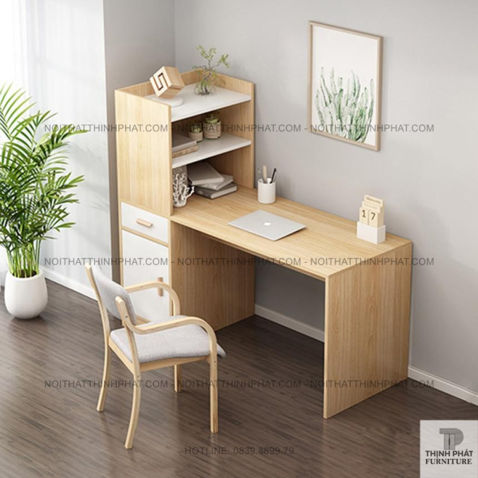 Bàn Làm Việc Gỗ Công Nghiệp Kèm Kệ Sách – Thiết Kế Gọn Nhẹ Cho Văn Phòng 