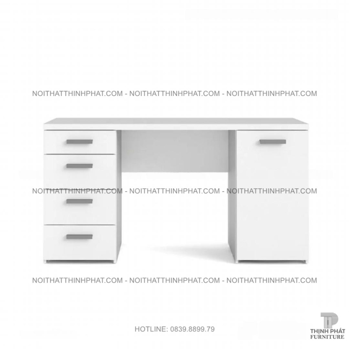 Bàn Làm Việc Gỗ MDF 4 Hộc Kéo, Có Tủ Cánh Đa Năng, Phong Cách Hiện Đại BLV48