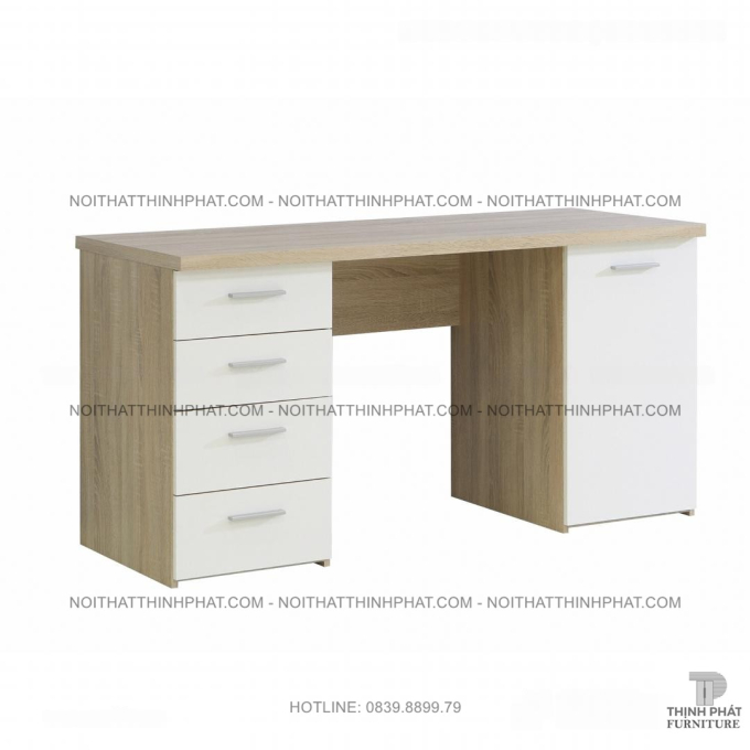 Bàn Làm Việc Gỗ MDF 4 Hộc Kéo, Có Tủ Cánh Đa Năng, Phong Cách Hiện Đại BLV48
