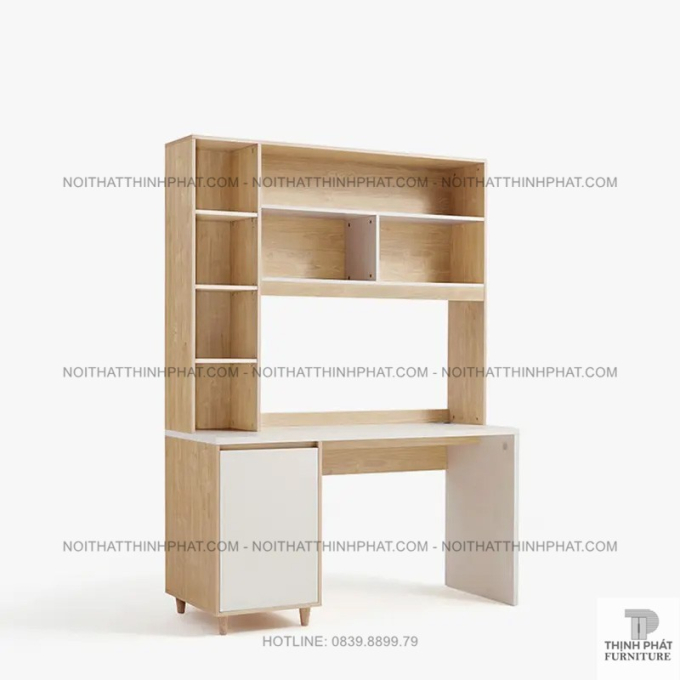 Bàn Làm Việc Gỗ MDF Kèm Tủ & Kệ Trang Trí - Mẫu Bàn Phong Cách Hàn Quốc BLV19