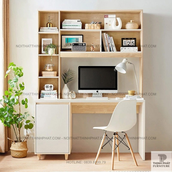Bàn Làm Việc Gỗ MDF Kèm Tủ 