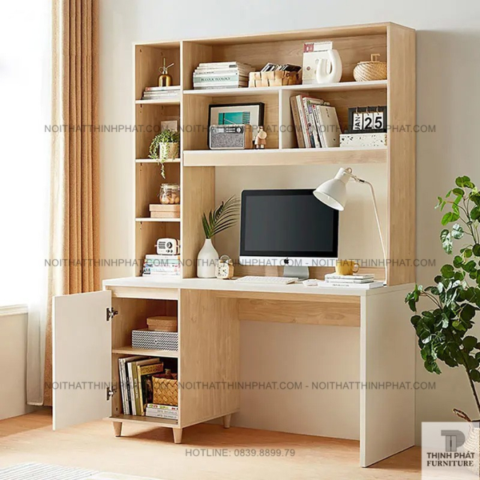 Bàn Làm Việc Gỗ MDF Kèm Tủ 