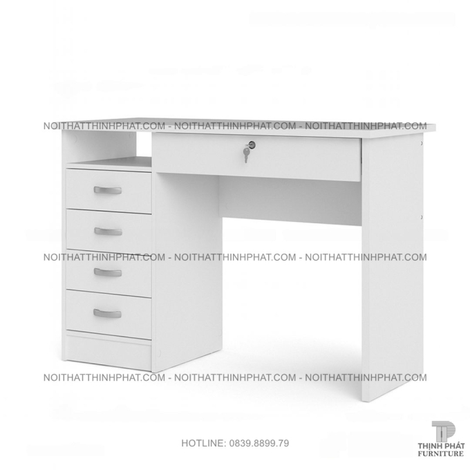 Bàn Làm Việc Gỗ MDF Trắng Hiện Đại Có 5 Hộc Kéo Tiện Lợi Cho Văn Phòng Và Gia Đình  BLV44