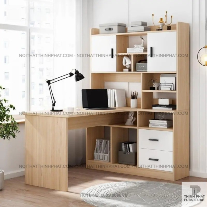 Bàn Làm Việc Góc Chữ L Có Tủ Đựng Hồ Sơ 