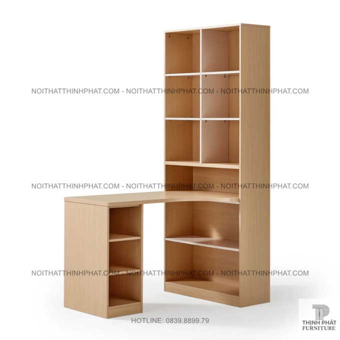 Bàn Làm Việc Kết Hợp Kệ Sách Góc Chữ L – Thiết Kế Tối Giản Hiện Đại BLV35