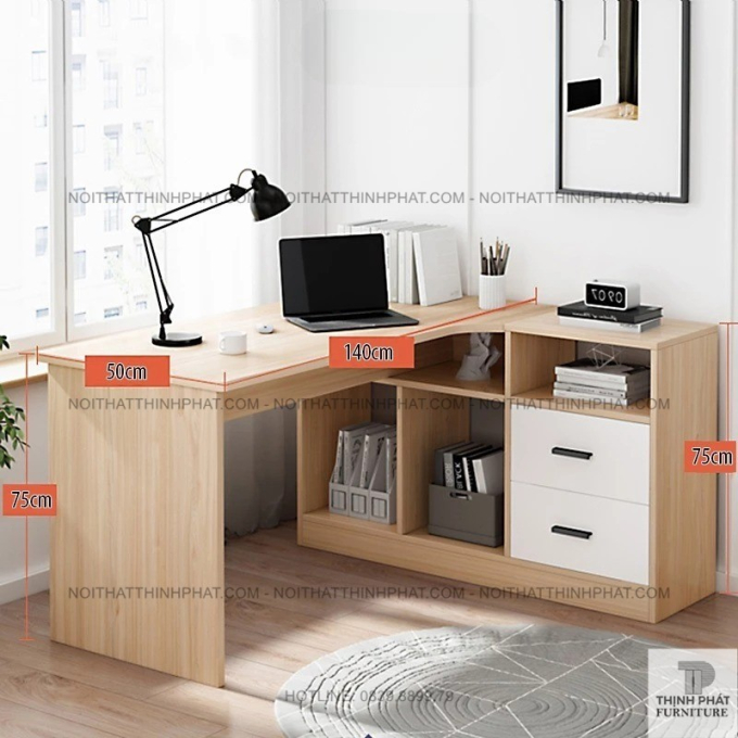 Bàn Làm Việc Văn Phòng Chữ L – Có Tủ Đựng Hồ Sơ 