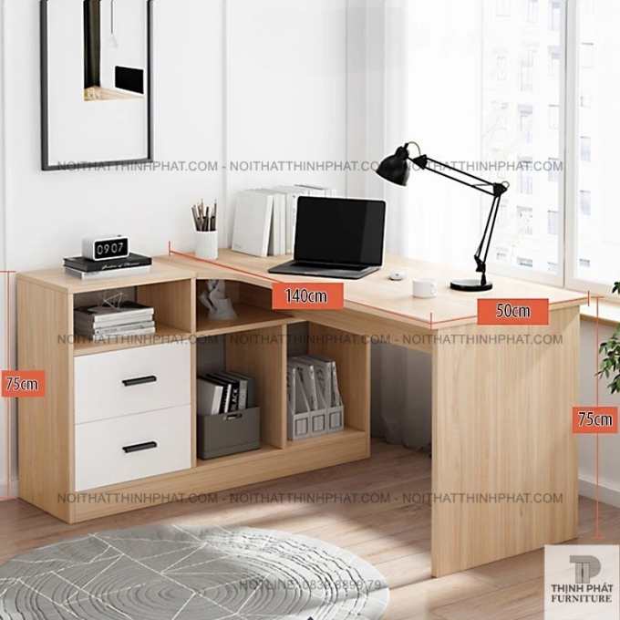 Bàn Làm Việc Văn Phòng Chữ L – Có Tủ Đựng Hồ Sơ 