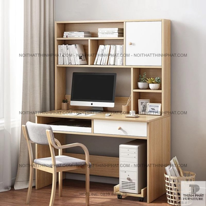 Bàn Máy Tính Gỗ Kèm Kệ Sách Và Ngăn Kéo – Thiết Kế Tối Ưu Cho Không Gian Hẹp  BLV34