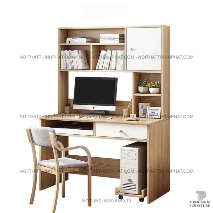 Bàn Máy Tính Gỗ Kèm Kệ Sách Và Ngăn Kéo – Thiết Kế Tối Ưu Cho Không Gian Hẹp  BLV34