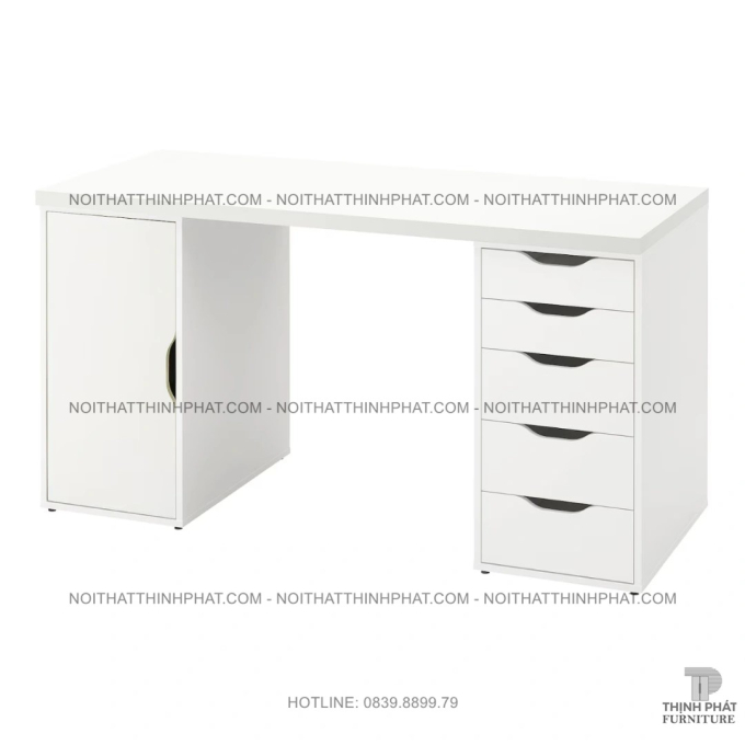 Bàn Máy Tính Trắng Có Ngăn Kéo Và Tủ Đựng Tài Liệu – Phù Hợp Văn Phòng Và Học Tập BLV39