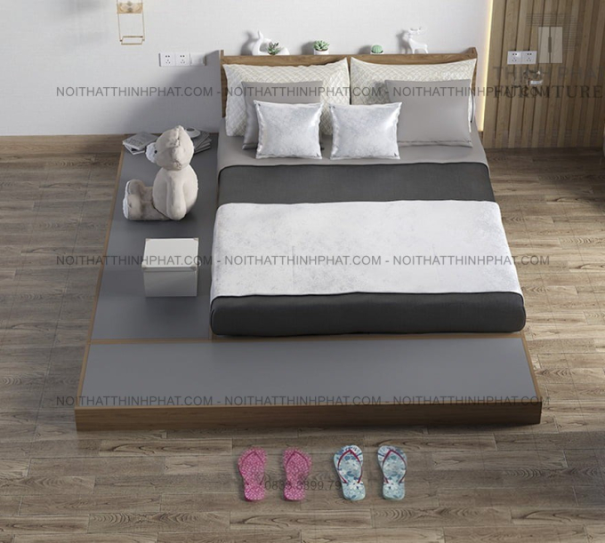 Giường Ngủ Bệt Kiểu Nhật MDF Bục Mở Rộng GN38