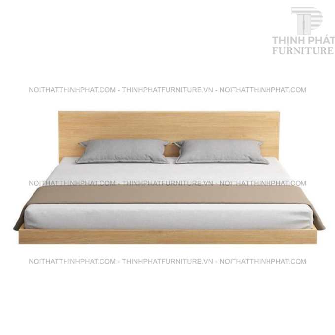 Giường Ngủ Bệt Kiểu Nhật MDF Vân Gỗ Sáng Đầu Phẳng GN39