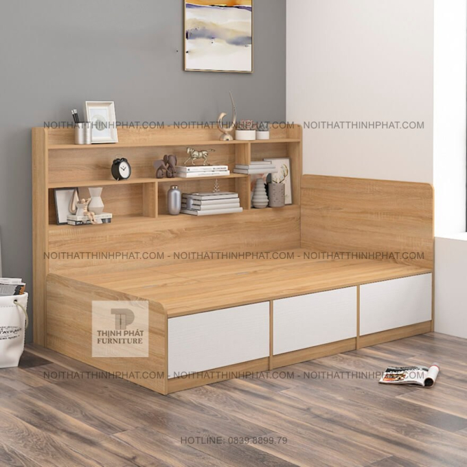 Giường Ngủ Đa Năng Có Ngăn Kéo Và Kệ Sách, Tối Ưu Không Gian GN24