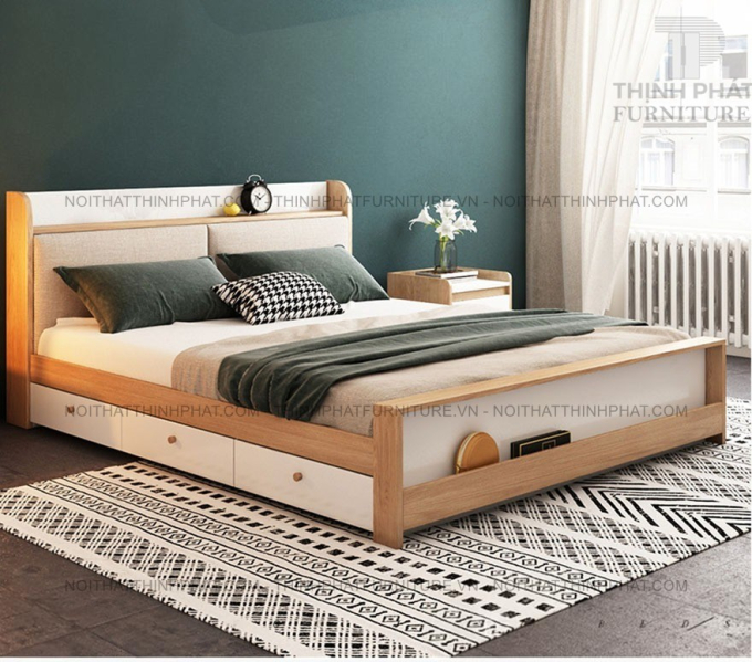 Giường Ngủ MDF Có Ngăn Kéo, Hộc Chứa Đồ GN25