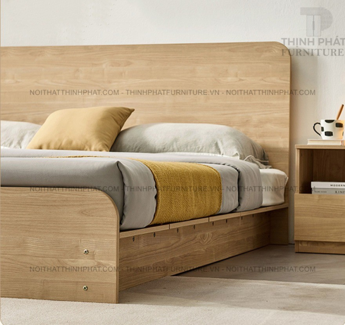 Giường Ngủ MDF Hiện Đại Đầu Giường Bo Cong GN30