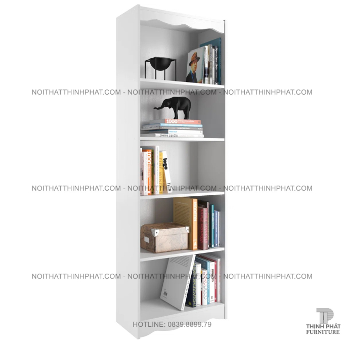 Kệ Đựng Sách 5 Tầng Màu Trắng Thiết Kế Đơn Giản Gọn Đẹp Cho Phòng Ngủ Và Phòng Làm Việc TS05