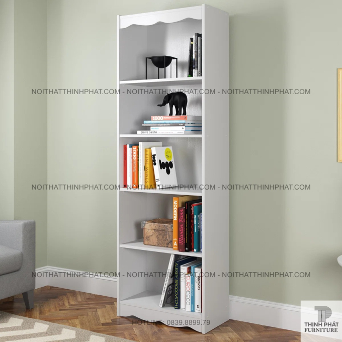 Kệ Đựng Sách 5 Tầng Màu Trắng Thiết Kế Đơn Giản Gọn Đẹp Cho Phòng Ngủ Và Phòng Làm Việc TS05