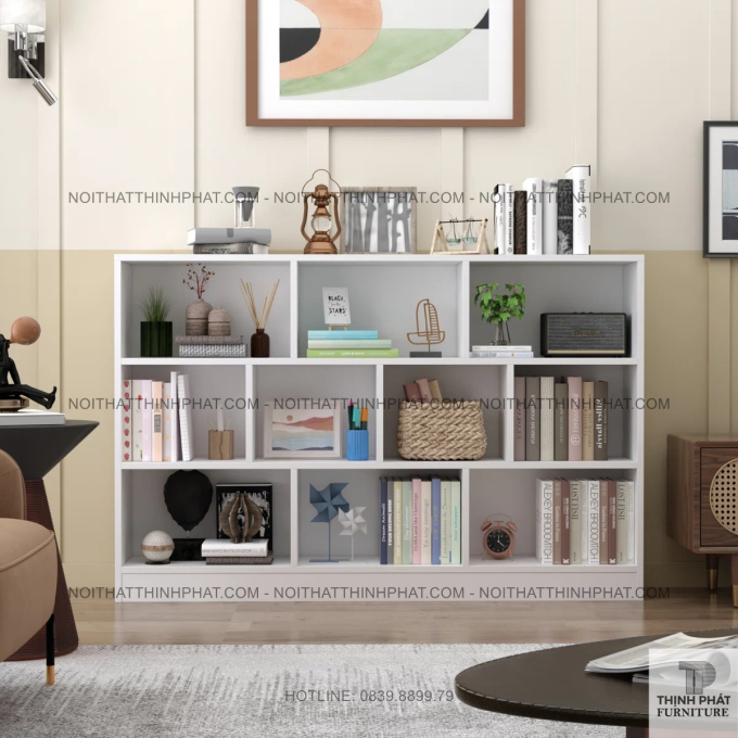 Kệ Gỗ Trang Trí Phòng Khách 3 Tầng Nhiều Ngăn Thiết Kế Tối Giản TS15