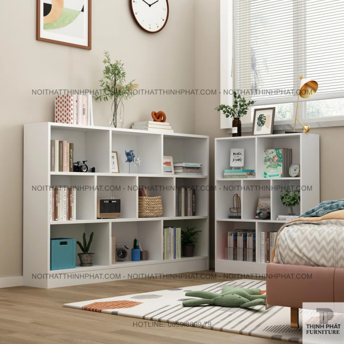 Kệ Gỗ Trang Trí Phòng Khách 3 Tầng Nhiều Ngăn Thiết Kế Tối Giản TS15