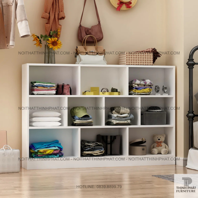Kệ Gỗ Trang Trí Phòng Khách 3 Tầng Nhiều Ngăn Thiết Kế Tối Giản TS15