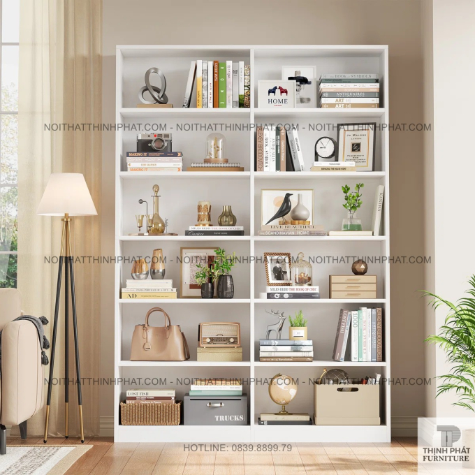 Kệ Sách 5 Tầng Màu Trắng Phong Cách Hiện Đại Cho Không Gian Nội Thất TS14
