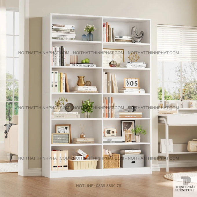 Kệ Sách 5 Tầng Màu Trắng Phong Cách Hiện Đại Cho Không Gian Nội Thất TS14