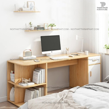 Bàn Học Gỗ Công Nghiệp Kèm Ngăn Kéo Và Giá Sách Tiện Lợi BLV06