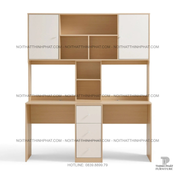 Bàn Làm Việc Đôi Dành Cho 2 Người Hiện Đại Gỗ MDF Có Kệ Sách Và...