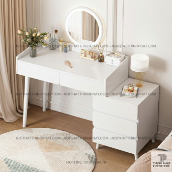 Bàn Phấn Gương Đèn Led Có Ngăn Hộc Kéo Đa Năng BTD07