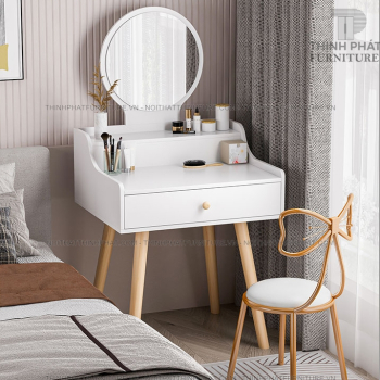 Bàn Trang Điểm Đẹp Kiểu Gương Tròn Thiết Kế Tối Giản BTD06