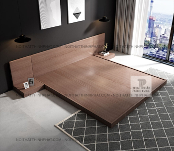 Giường Ngủ Bệt Kiểu Nhật MDF Có Kệ Đầu Giường GN36