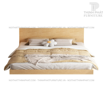 Giường Ngủ Bệt Kiểu Nhật MDF Vân Gỗ Sáng Đầu Phẳng GN39