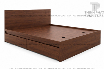Giường Ngủ MDF Vân Gỗ Nâu Sang Trọng Có Ngăn Kéo GN23