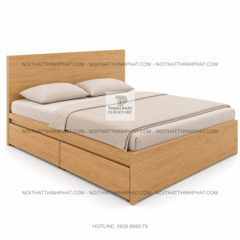 Giường Ngủ MDF Vân Gỗ Sồi Có Ngăn Kéo Tiện Dụng GN23