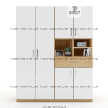 Tủ Áo 1m8 X 2m Cửa Mở Kèm Ô Trang Trí, Hiện Đại, Tiện Dụng, Gỗ Mdf...