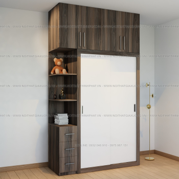 Tủ Áo Cửa Lùa 2 Tầng, Sát Trần, Kết Hợp Kệ Trang Trí Bo Góc Và 3...