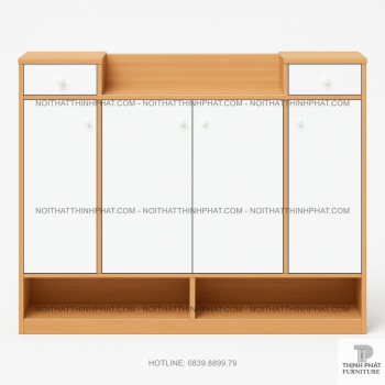 Tủ Để Giày Dép Gỗ Công Nghiệp 4 Cánh 2 Ngăn Kéo Hiện Đại, Kệ Hở...