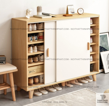 Tủ Giày Cửa Lùa Gỗ Công Nghiệp Nhiều Ngăn Chứa Được Giày Dép Cho...