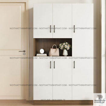 Tủ Giày Dép Gỗ MDF 2 Tầng Cánh Mở Có Kệ Hở Trang Trí Tiện Ích TG37