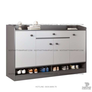 Tủ Giày Gỗ Công Nghiệp Màu Xám Hiện Đại Nhiều Ngăn Kèm Hộc Kéo...