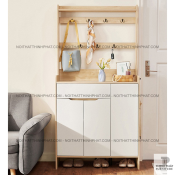 Tủ Giày Kèm Móc Treo Thiết Kế 3 Cánh Có Hộc Kéo Gọn Gàng Cho Căn Hộ...