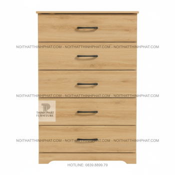 Tủ Hộc Kéo 5 Ngăn Gỗ MDF Màu Sồi Sáng Hiện Đại Cho Phòng Ngủ TNK30