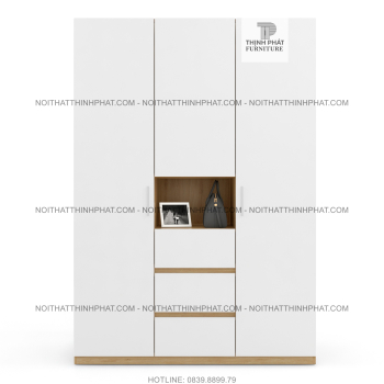 Tủ Quần Áo 1m4 X 2m, Hiện Đại, Thời Trang, 3 Hộc Kéo Ngoài TQA21
