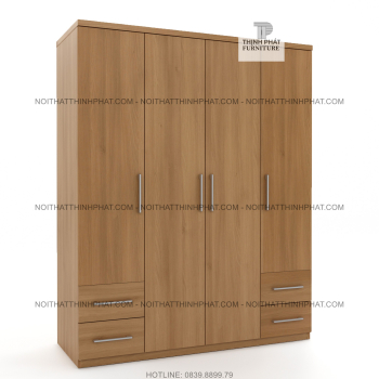 Tủ Quần Áo 1m6 X 2m, Thiết Kế Hiện Đại, 4 Hộc Kéo Ngoài, Gỗ Mdf Phủ...